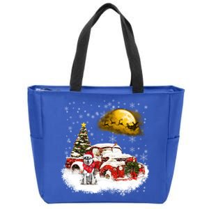 Red Truck Xmas Tree Husky Dog Merry Christmas Cool Gift Zip Tote Bag