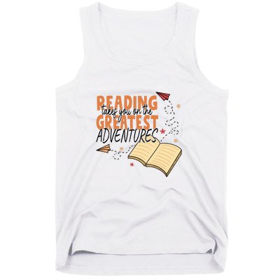 Reading Takes You On The Greatest Adventures Reading Books Gift Cute Reading Tank Top