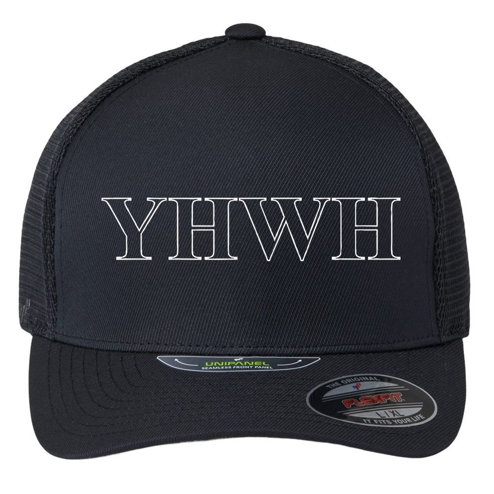 Roman Text Yhwh Yahweh Outline Christian Love Jesus Flexfit Unipanel Trucker Cap
