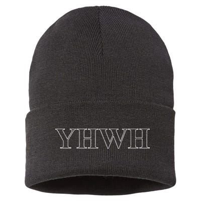 Roman Text Yhwh Yahweh Outline Christian Love Jesus Sustainable Knit Beanie
