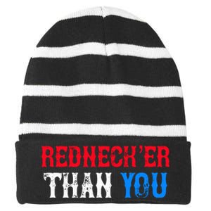 Redneck Than You Striped Beanie with Solid Band