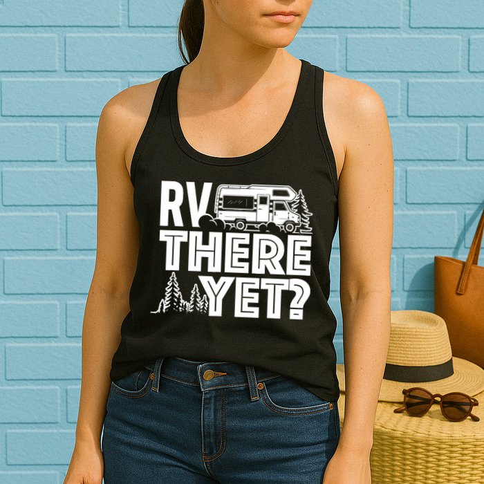 RV There Yet Happy Glamper Camping Womens Tank Top