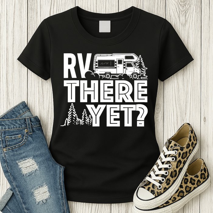RV There Yet Happy Glamper Camping Womens T-Shirt