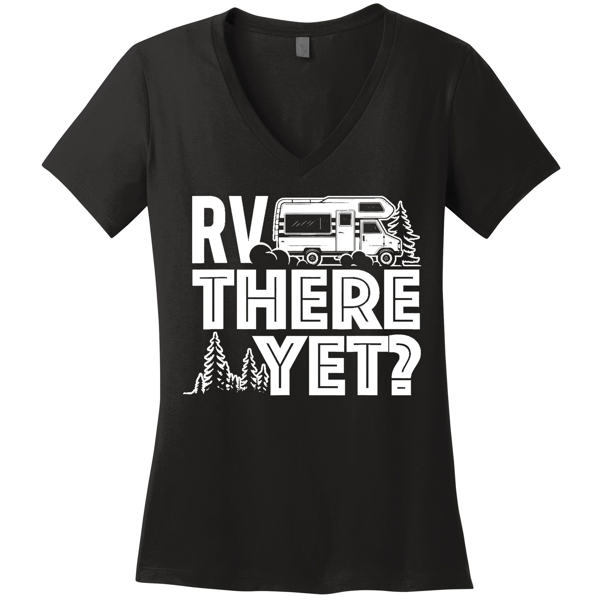 RV There Yet Happy Glamper Camping Women's V-Neck T-Shirt