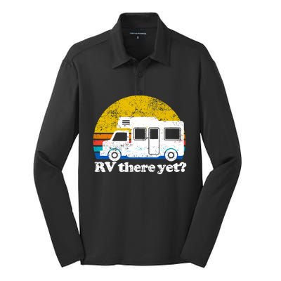 RV There Yet Van Travel Happy Funny Camping Trip Matching Silk Touch Performance Long Sleeve Polo