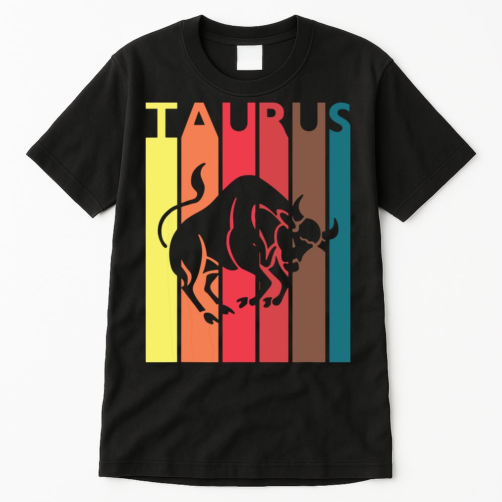 Retro Taurus Zodiac Sign April May Birthday Gift Taurus Tall T-Shirt