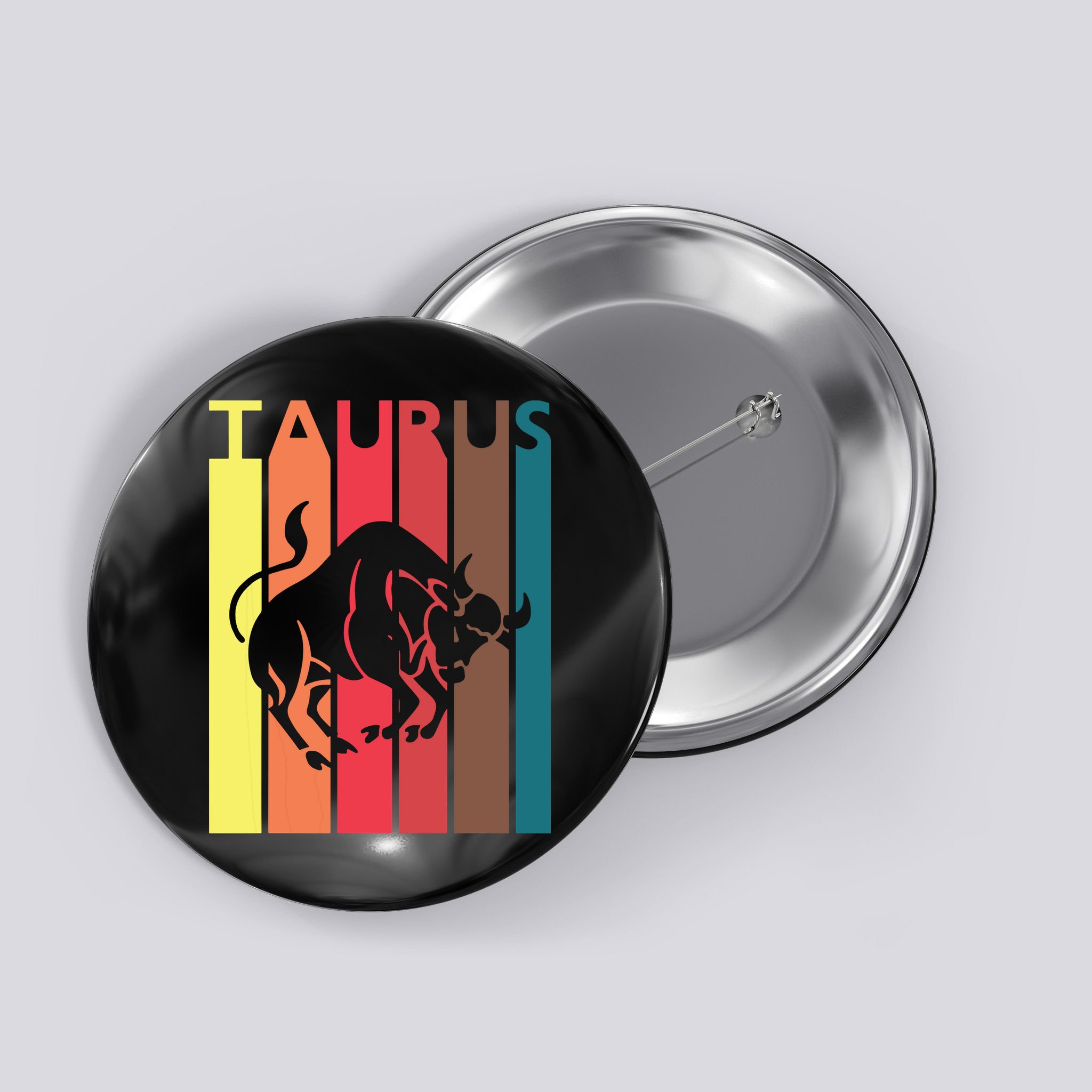 Retro Taurus Zodiac Sign April May Birthday Gift Taurus Button