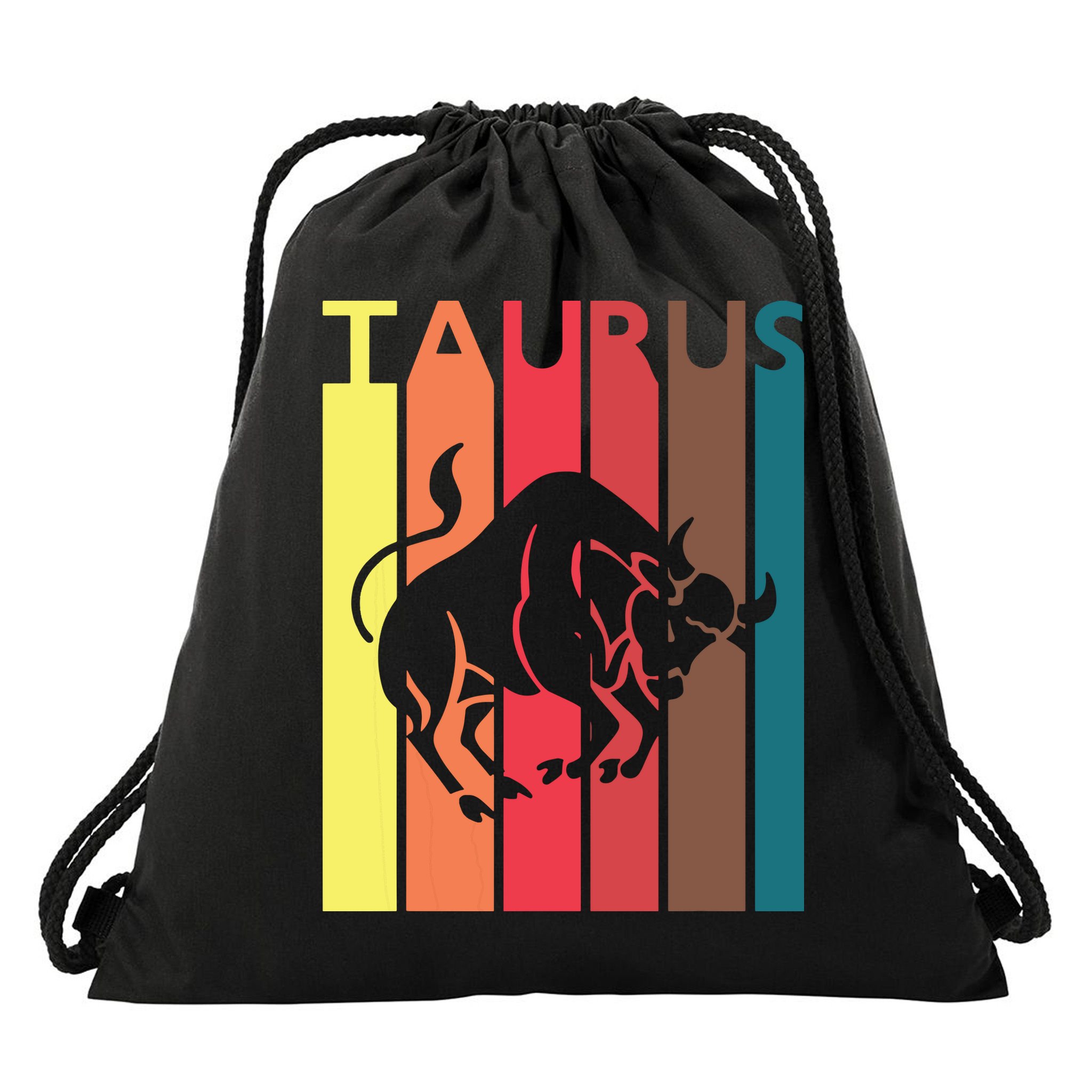 Retro Taurus Zodiac Sign April May Birthday Gift Taurus Drawstring Bag