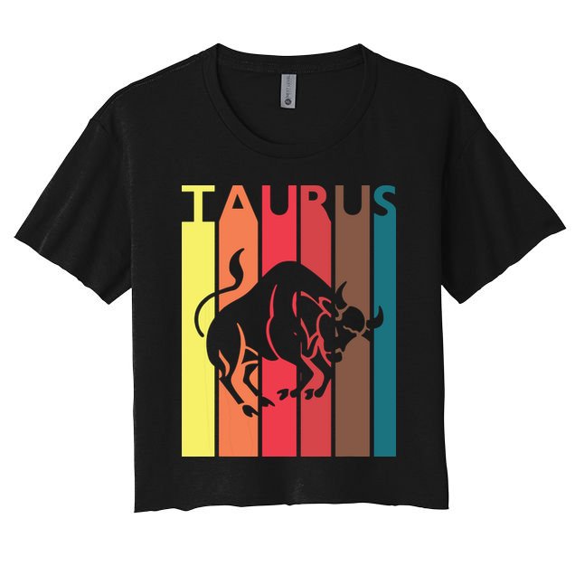 Retro Taurus Zodiac Sign April May Birthday Gift Taurus Women's Crop Top Tee