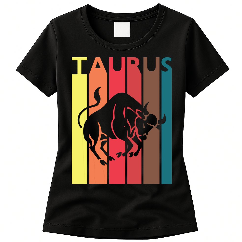 Retro Taurus Zodiac Sign April May Birthday Gift Taurus Womens T-Shirt