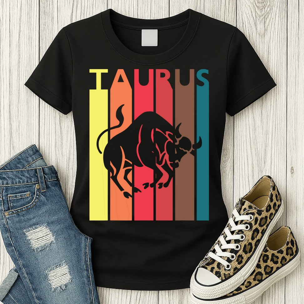 Retro Taurus Zodiac Sign April May Birthday Gift Taurus Womens T-Shirt