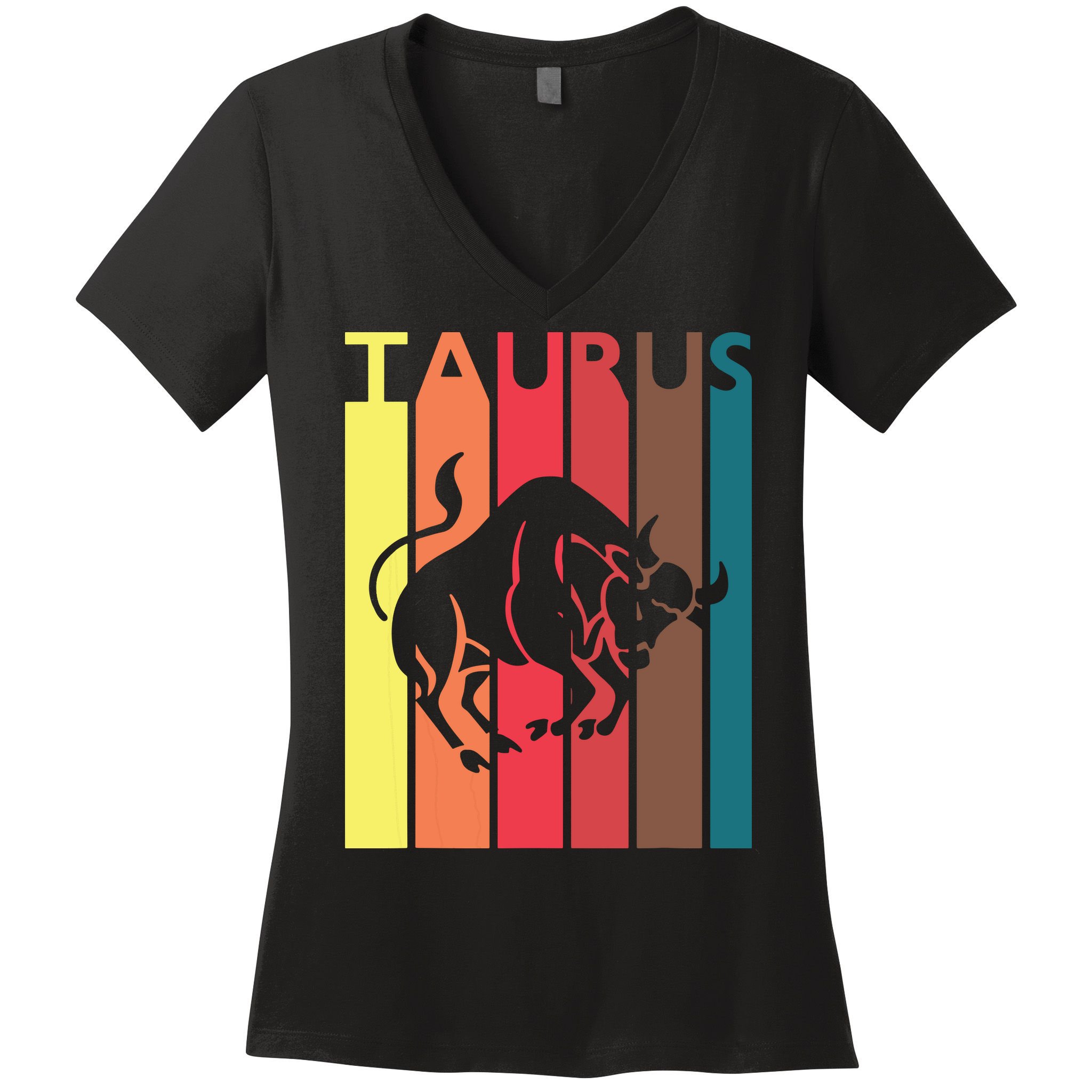 Retro Taurus Zodiac Sign April May Birthday Gift Taurus Women's V-Neck T-Shirt