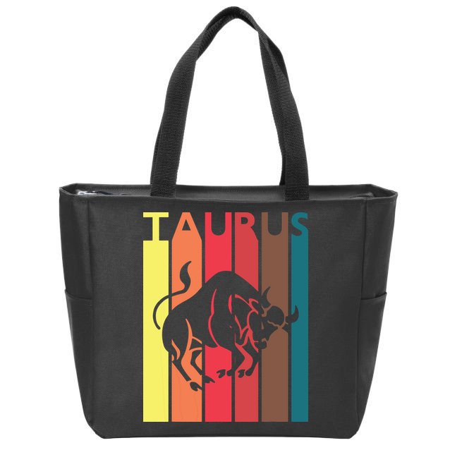 Retro Taurus Zodiac Sign April May Birthday Gift Taurus Zip Tote Bag