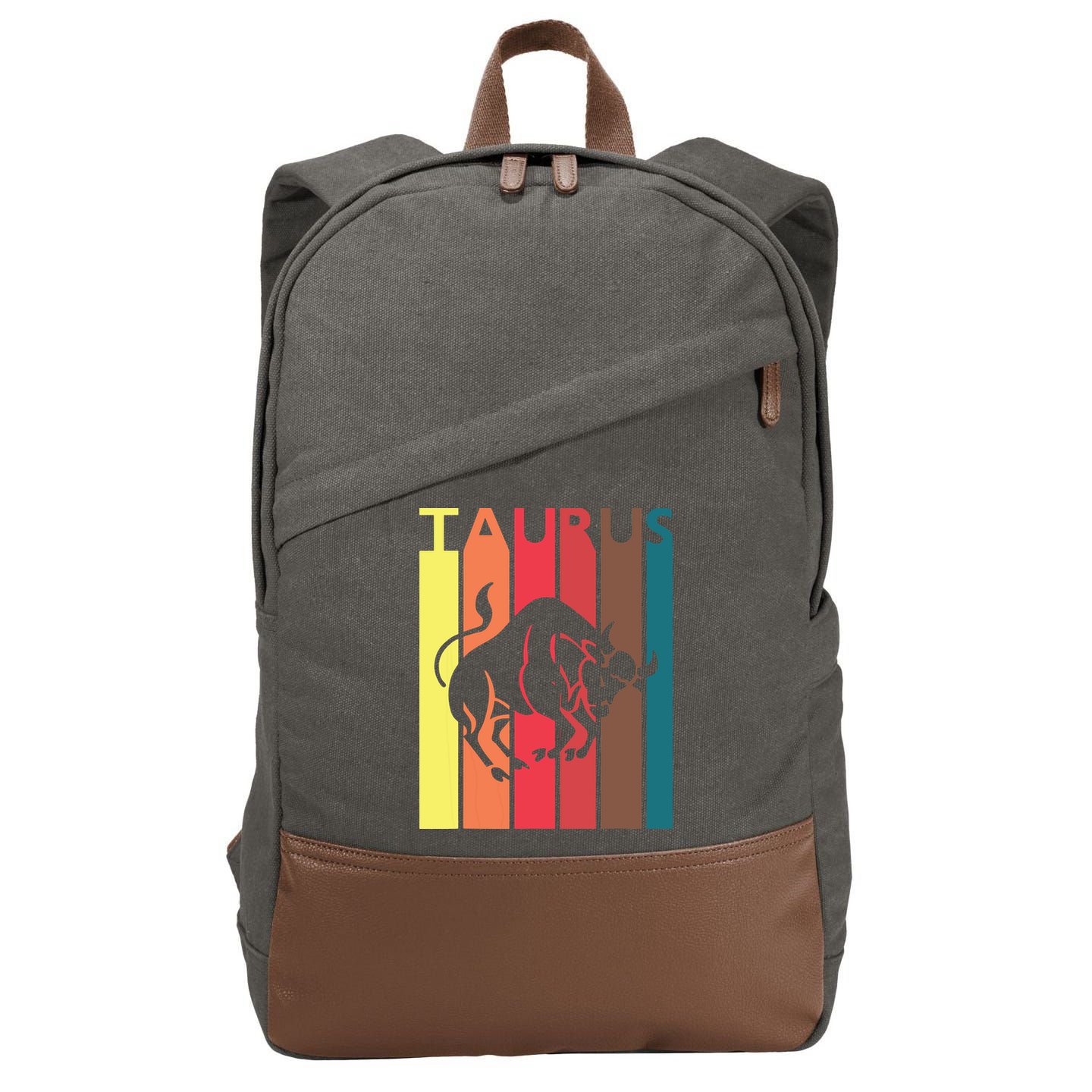 Retro Taurus Zodiac Sign April May Birthday Gift Taurus Cotton Canvas Backpack