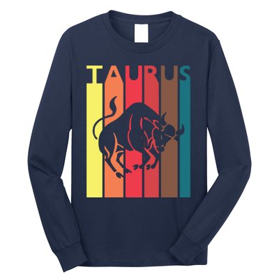 Retro Taurus Zodiac Sign April May Birthday Gift Taurus Long Sleeve Shirt