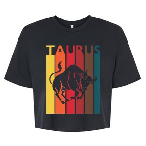 Retro Taurus Zodiac Sign April May Birthday Gift Taurus Bella+Canvas Jersey Crop Tee