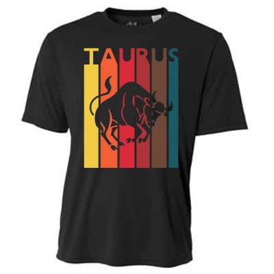 Retro Taurus Zodiac Sign April May Birthday Gift Taurus Cooling Performance Crew T-Shirt