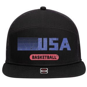 Retro Usa 2024 Team American Basketball 7 Panel Mesh Trucker Snapback Hat