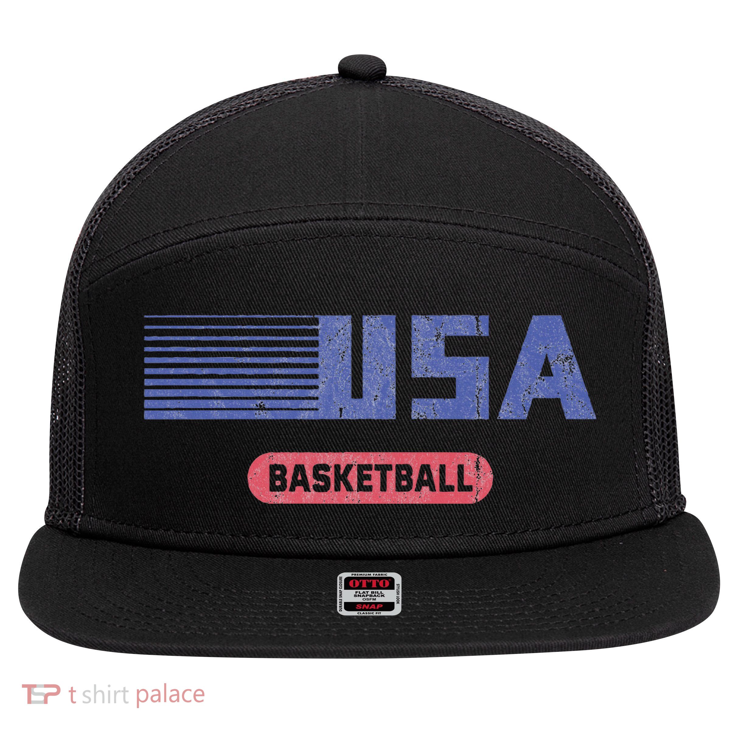 Retro Usa 2024 Team American Basketball 7 Panel Mesh Trucker Snapback Hat