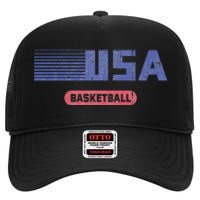 Retro Usa 2024 Team American Basketball High Crown Mesh Back Trucker Hat