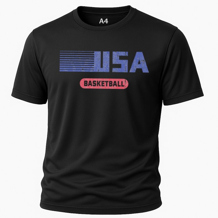 Retro Usa 2024 Team American Basketball Cooling Performance Crew T-Shirt
