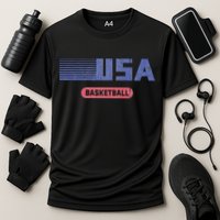 Retro Usa 2024 Team American Basketball Cooling Performance Crew T-Shirt