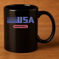 Retro Usa 2024 Team American Basketball 11oz C Handle Ceramic Mug