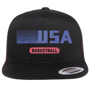 Retro Usa 2024 Team American Basketball Flat Bill Trucker Hat