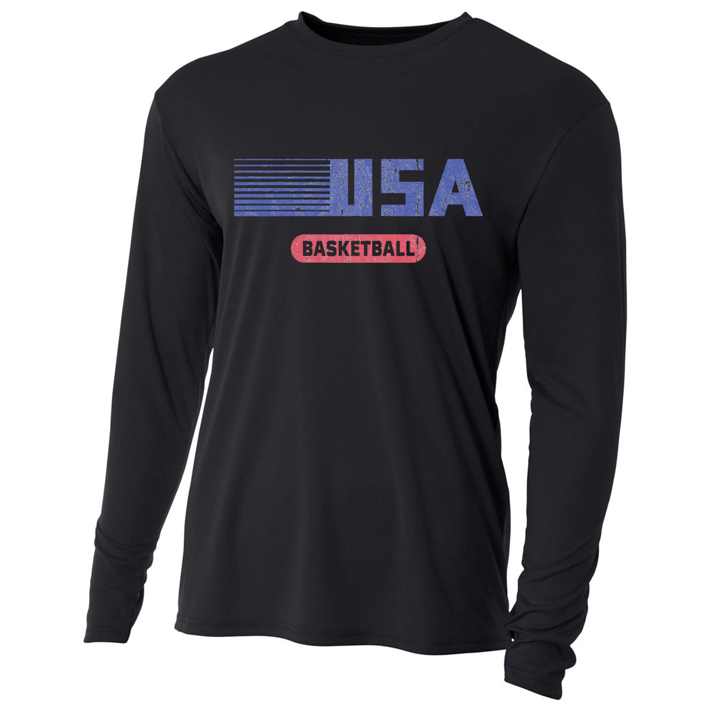 Retro Usa 2024 Team American Basketball Cooling Performance Long Sleeve Crew