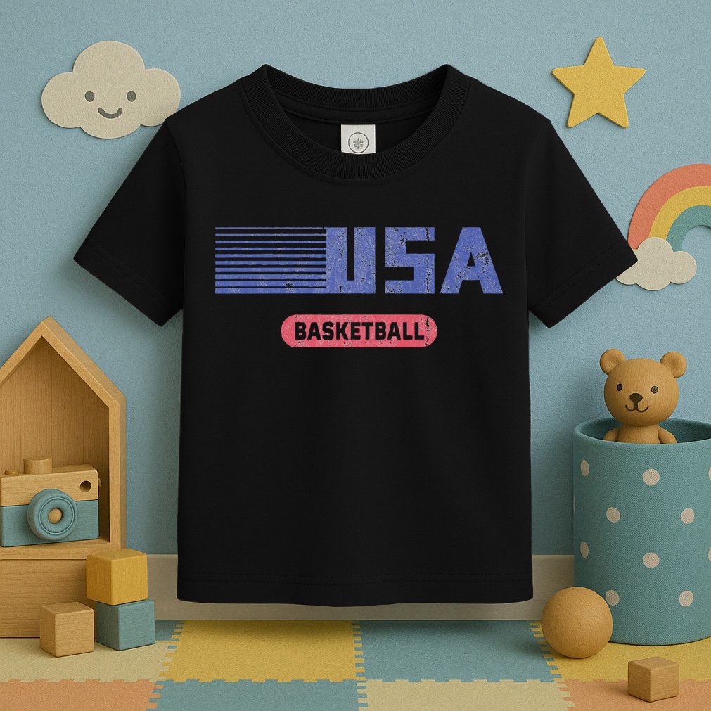 Retro Usa 2024 Team American Basketball Toddler T-Shirt