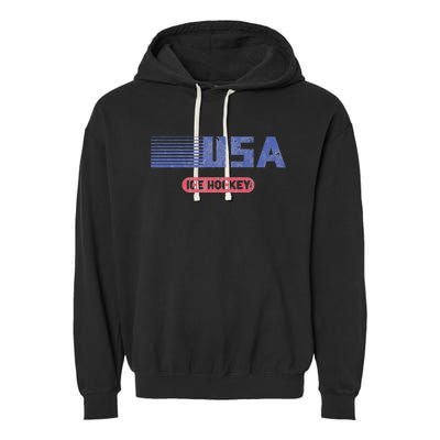 Retro Usa 2024 Team American Ice Hockey Vintage Garment-Dyed Fleece Hoodie