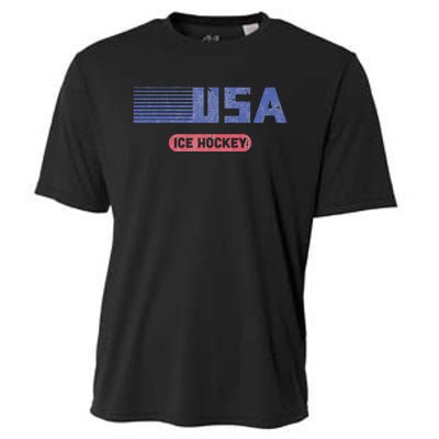 Retro Usa 2024 Team American Ice Hockey Vintage Cooling Performance Crew T-Shirt