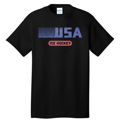 Retro Usa 2024 Team American Ice Hockey Vintage Tall T-Shirt