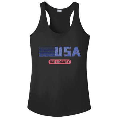 Retro Usa 2024 Team American Ice Hockey Vintage Ladies PosiCharge Competitor Racerback Tank