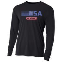 Retro Usa 2024 Team American Ice Hockey Vintage Cooling Performance Long Sleeve Crew