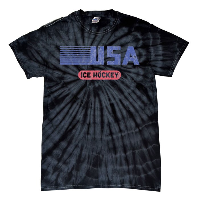 Retro Usa 2024 Team American Ice Hockey Vintage Tie-Dye T-Shirt