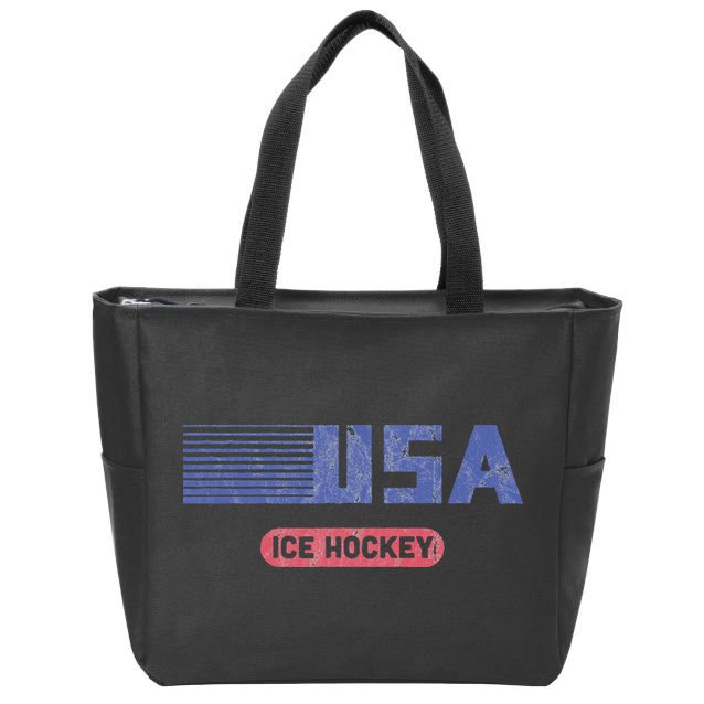 Retro Usa 2024 Team American Ice Hockey Vintage Zip Tote Bag