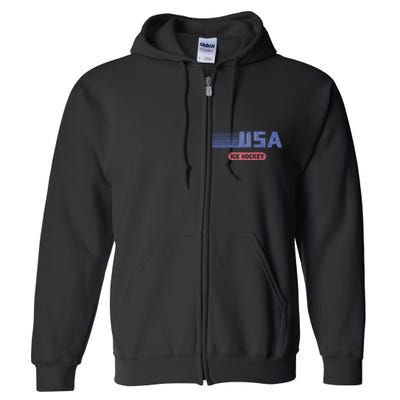 Retro Usa 2024 Team American Ice Hockey Vintage Full Zip Hoodie