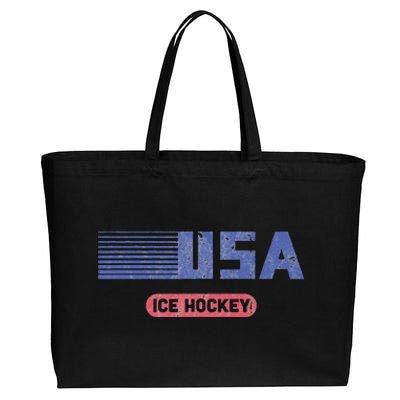 Retro Usa 2024 Team American Ice Hockey Vintage Cotton Canvas Jumbo Tote