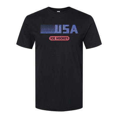 Retro Usa 2024 Team American Ice Hockey Vintage Softstyle CVC T-Shirt