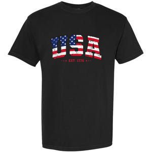 Retro USA 4th July Est 1776 America Patriotic Garment-Dyed Heavyweight T-Shirt