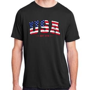 Retro USA 4th July Est 1776 America Patriotic Adult ChromaSoft Performance T-Shirt