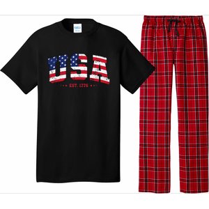 Retro USA 4th July Est 1776 America Patriotic Pajama Set