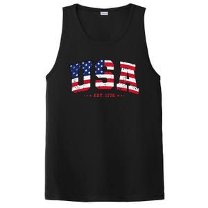 Retro USA 4th July Est 1776 America Patriotic PosiCharge Competitor Tank