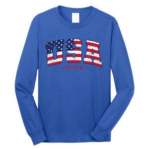 Retro USA 4th July Est 1776 America Patriotic Long Sleeve Shirt