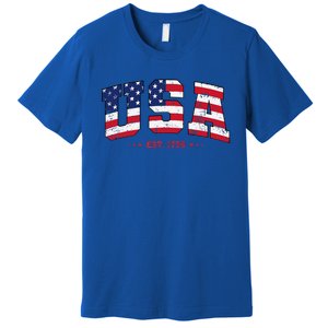 Retro USA 4th July Est 1776 America Patriotic Premium T-Shirt