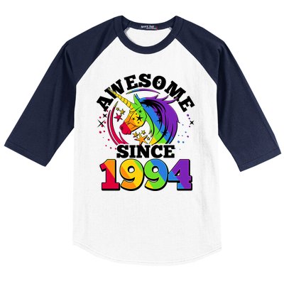 Rainbow Unicorn Awesome Since 1994 30th Birthday Baseball Sleeve Shirt