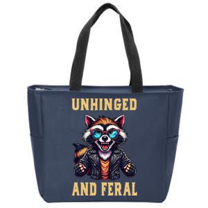 Raccoon Unhinged And Feral Retro Funny Raccoon Feral Summer Zip Tote Bag