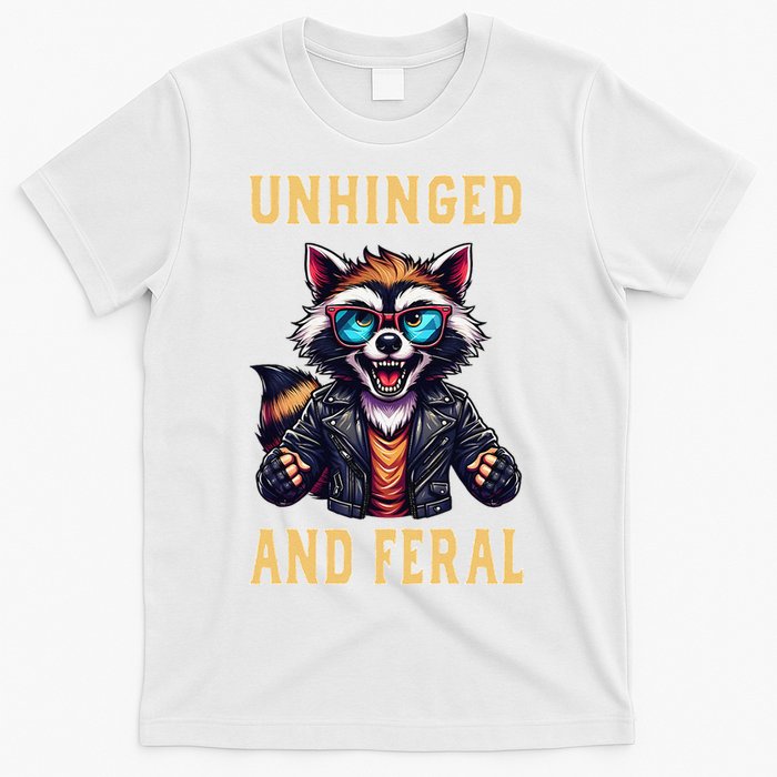 Raccoon Unhinged And Feral Retro Funny Raccoon Feral Summer T-Shirt