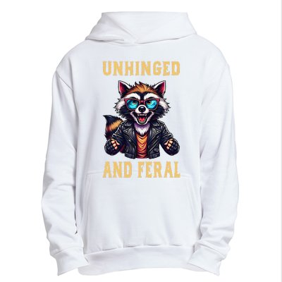 Raccoon Unhinged And Feral Retro Funny Raccoon Feral Summer Urban Pullover Hoodie